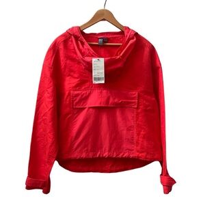 NWT Sweaty Betty Nomad Pullover, hoodie jacket, red, linen & organic cotton, S